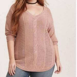 Torrid V-Neck Sweater in Soft Pink